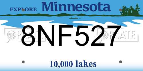 8NF527 Minnesota License Plate
