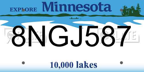 8NGJ587 Minnesota License Plate