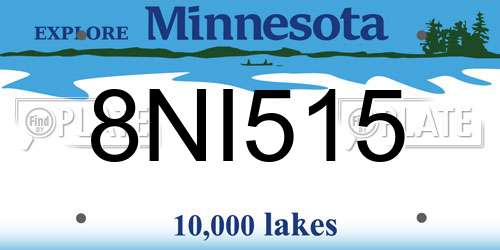 8NI515 Minnesota License Plate