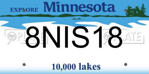 8NIS18 Minnesota License Plate