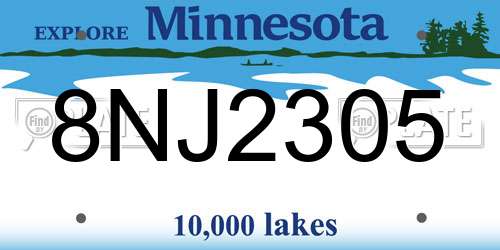 8NJ2305 Minnesota License Plate