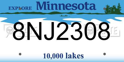 8NJ2308 Minnesota License Plate