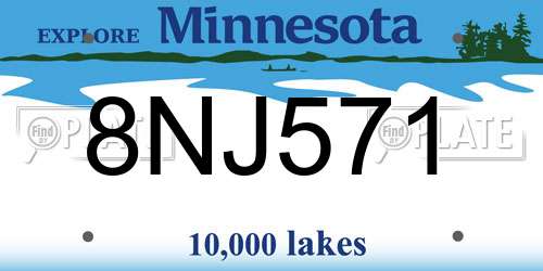 8NJ571 Minnesota License Plate