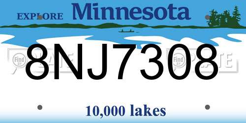 8NJ7308 Minnesota License Plate