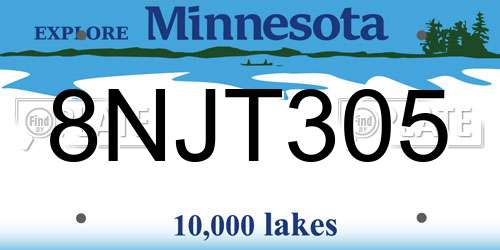 8NJT305 Minnesota License Plate