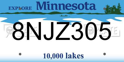 8NJZ305 Minnesota License Plate