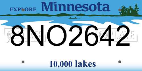 8NO2642 Minnesota License Plate