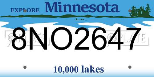 8NO2647 Minnesota License Plate