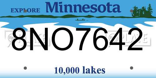 8NO7642 Minnesota License Plate