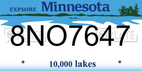 8NO7647 Minnesota License Plate
