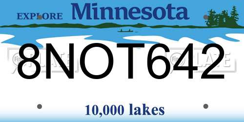 8NOT642 Minnesota License Plate