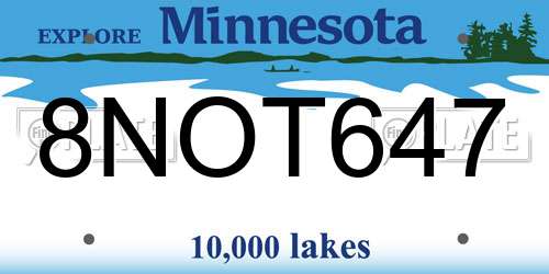 8NOT647 Minnesota License Plate