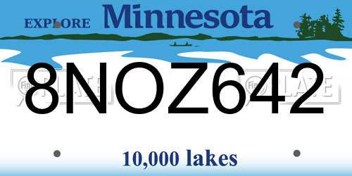 8NOZ642 Minnesota License Plate