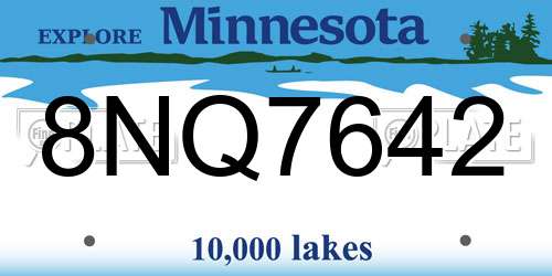 8NQ7642 Minnesota License Plate