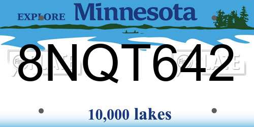 8NQT642 Minnesota License Plate