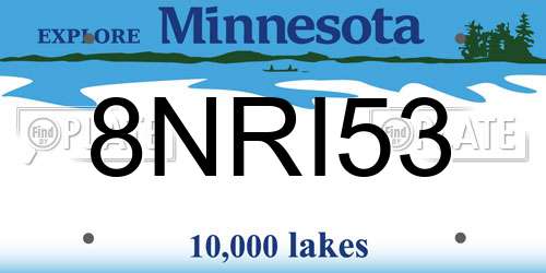 8NRI53 Minnesota License Plate