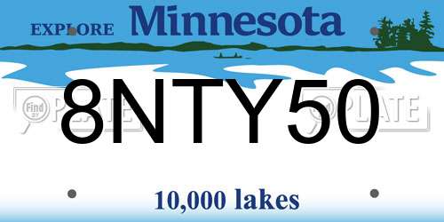 8NTY50 Minnesota License Plate