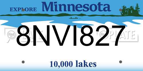 8NVI827 Minnesota License Plate