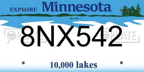 8NX542 Minnesota License Plate