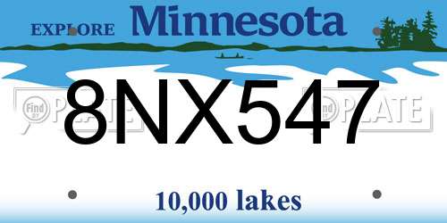 8NX547 Minnesota License Plate