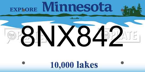 8NX842 Minnesota License Plate