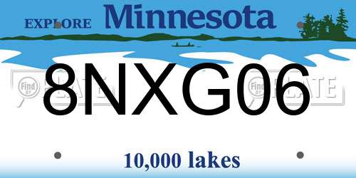 8NXG06 Minnesota License Plate