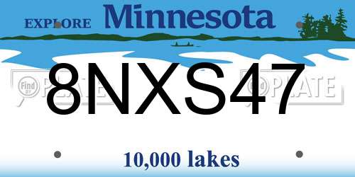 8NXS47 Minnesota License Plate