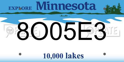 8O05E3 Minnesota License Plate