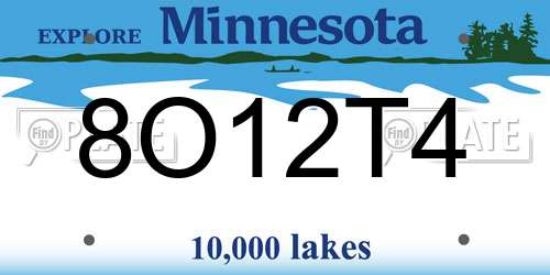 8O12T4 Minnesota License Plate