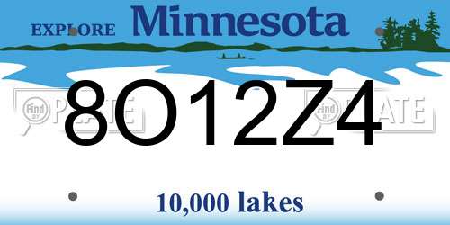 8O12Z4 Minnesota License Plate