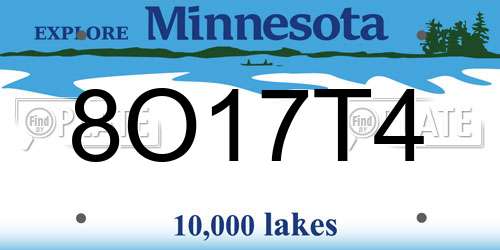 8O17T4 Minnesota License Plate