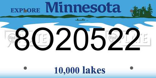 8O20522 Minnesota License Plate