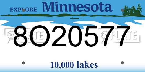 8O20577 Minnesota License Plate