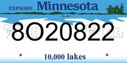 8O20822 Minnesota License Plate
