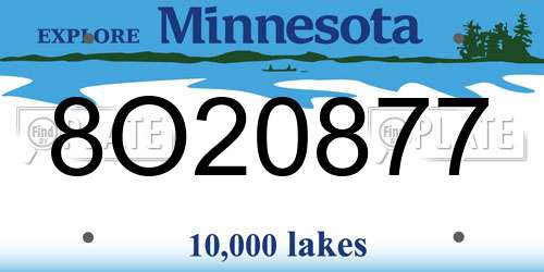 8O20877 Minnesota License Plate