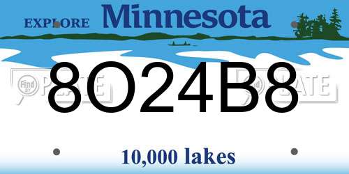 8O24B8 Minnesota License Plate