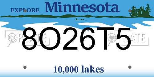 8O26T5 Minnesota License Plate