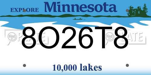 8O26T8 Minnesota License Plate