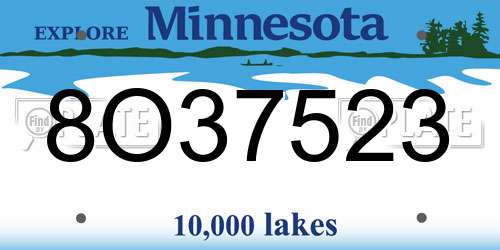8O37523 Minnesota License Plate
