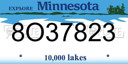 8O37823 Minnesota License Plate