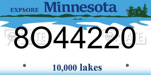 8O44220 Minnesota License Plate