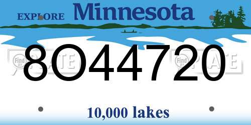 8O44720 Minnesota License Plate