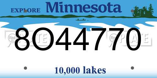 8O44770 Minnesota License Plate