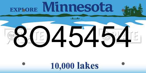 8O45454 Minnesota License Plate