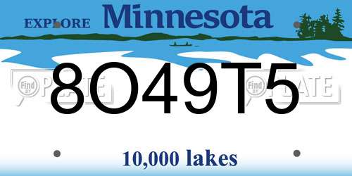 8O49T5 Minnesota License Plate