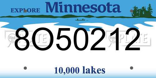 8O50212 Minnesota License Plate