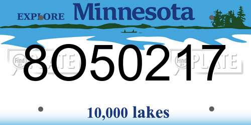 8O50217 Minnesota License Plate