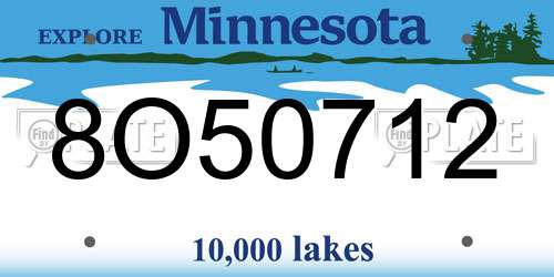 8O50712 Minnesota License Plate