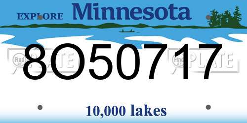 8O50717 Minnesota License Plate