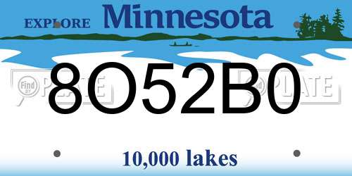 8O52B0 Minnesota License Plate